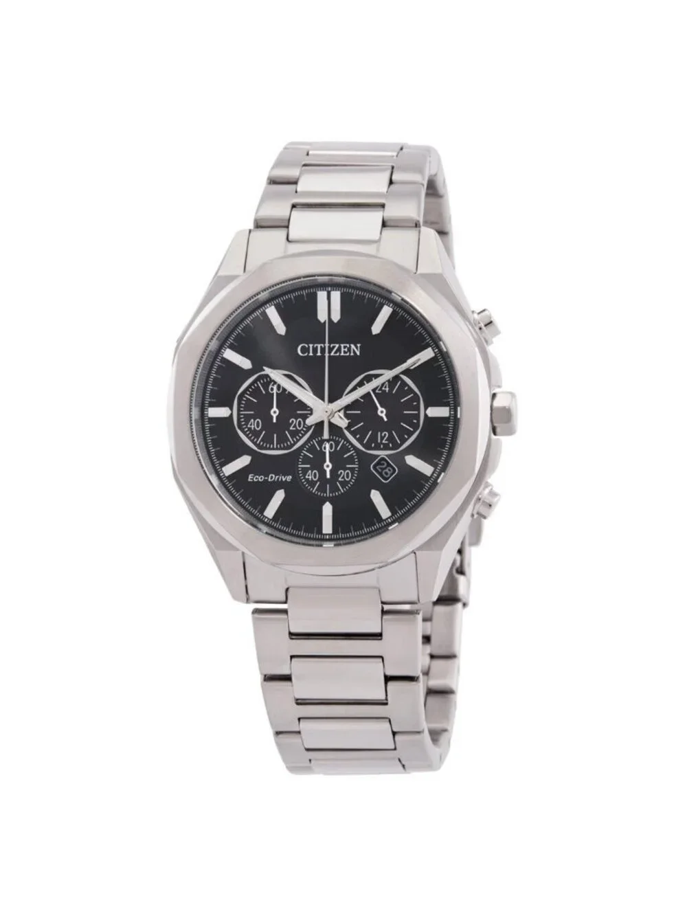 NWT Citizen Eco-Drive Chronograph Black Dial Men's Watch